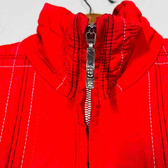 Post Card Quilted Ski Jacket Full Zip Plaid Red Mock Neck - 6 - Picture 4 of 10